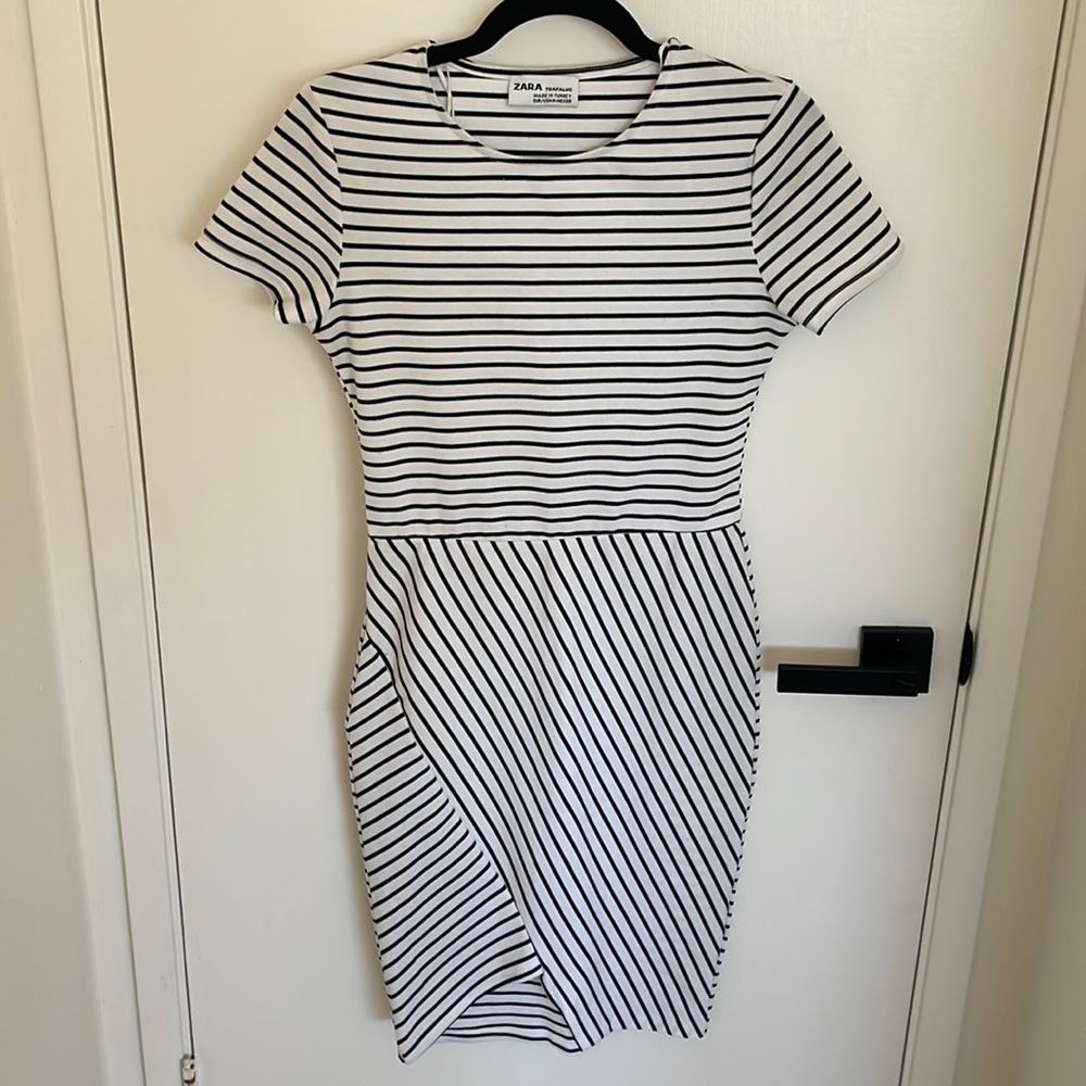 Zara Navy & White Bodycon Dress